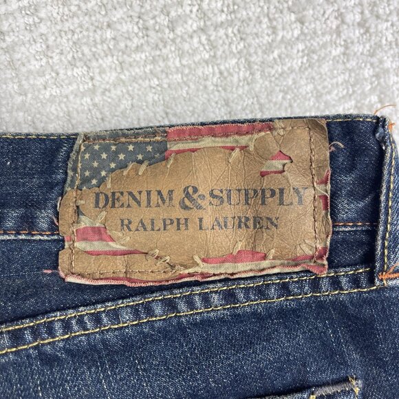 Denim & Supply Ralph Lauren Jeans Blue Distressed Slim Cut Off 34x**30** Read** - Picture 2 of 16